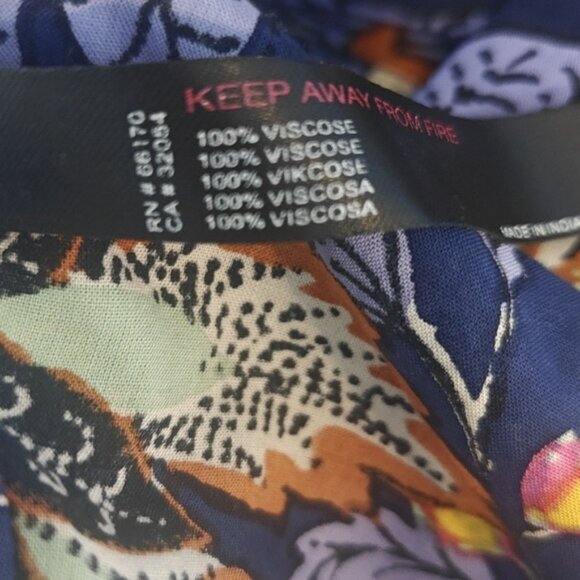 Anthropologie L/XL Swim Cover Up Caftan Tunic Dress Navy Blue Floral - Picture 6 of 6